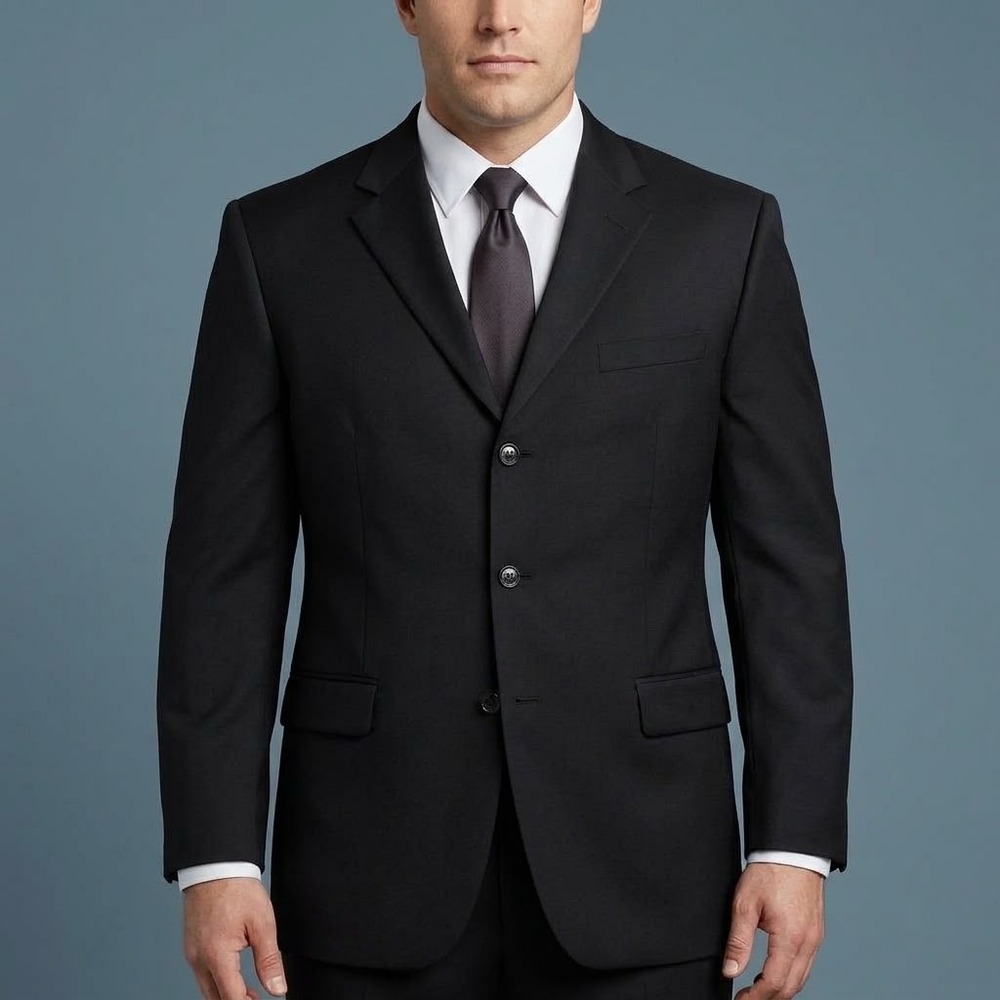 Jones New York JNY 3 Button Suit Jacket Blazer Mens 41R Black EUC